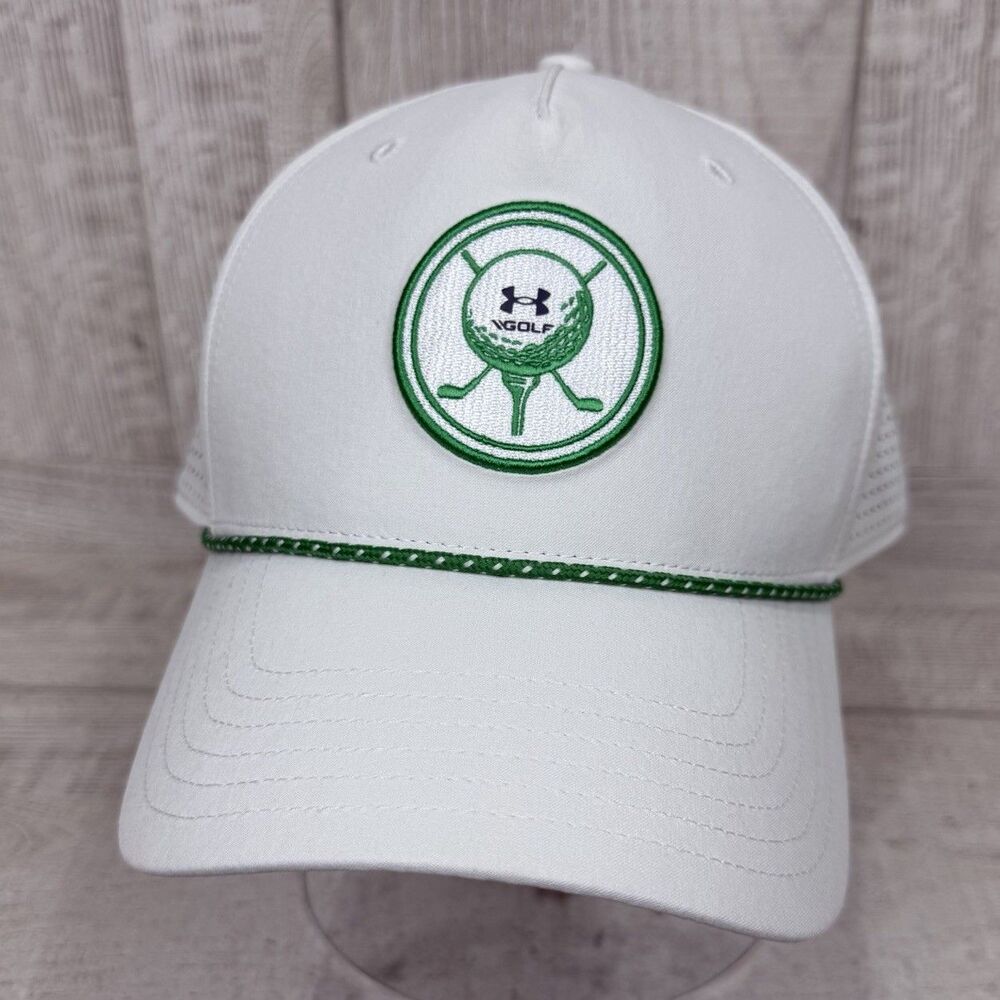 Under Armour Men’s Golf Rope Hat Gray Green OSFM Embroidered Logo Vent Snapback